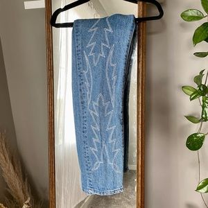 Levis 501 cowboy boot stitching skinny straight jeans